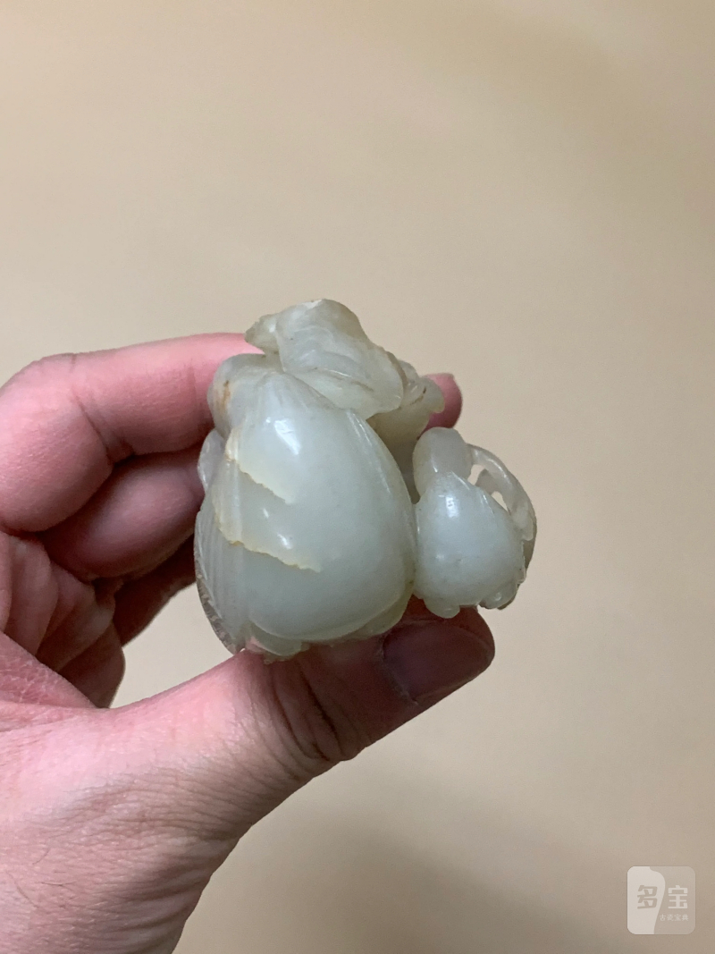 清 白玉荷花鸳鸯如意摆件 - 图5